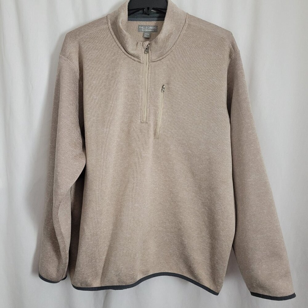 Falls Creek Fleece Men's XXXL 3x Pullover Sweater 1/4 zip Beige lined athleisure